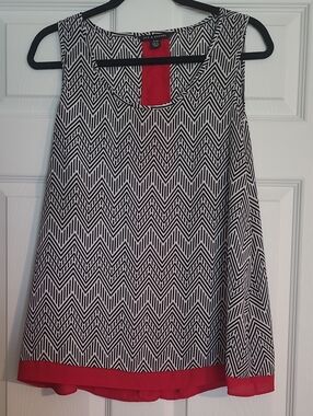 Zac & Rachel Black and White Chevron Tank with Red Panel Size XL